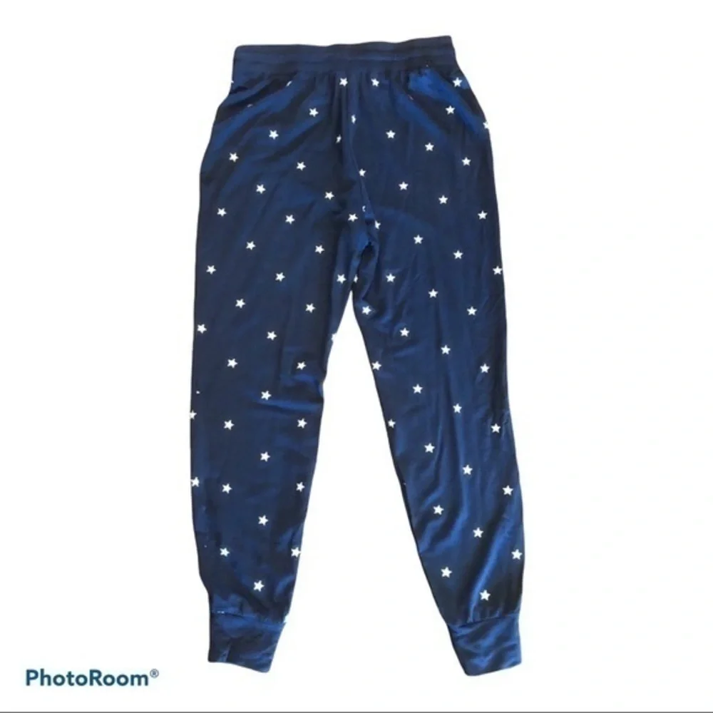 Splendid navy star embroidered drawstring joggers